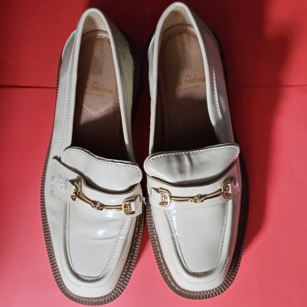 Elegant Size 6 Cream Sam Edelman Laurs Lug Sole Loafer Modern Ivory In White